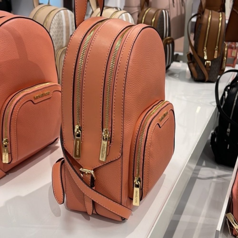 Michael Kors Jaycee Medium Zip PKT Backpack Sherbert Leather - Picture 12 of 13